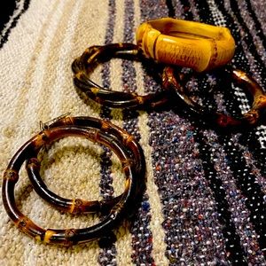 Bamboo bracelet and earrings set